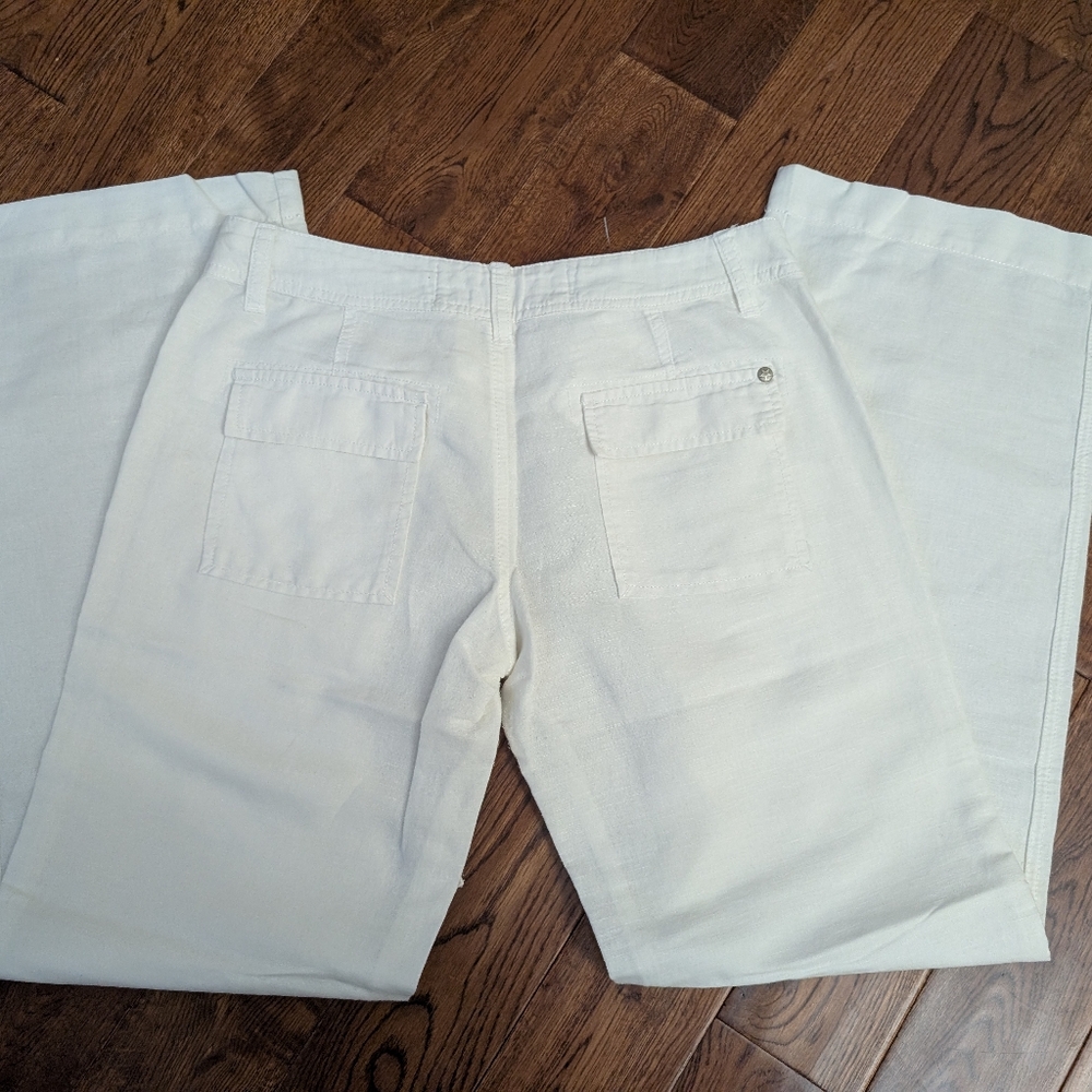 EUC Ladies Converse One Star ⭐ White Linen Cotton Wide Leg Drawstring Pants Sz 4 - Picture 8 of 10
